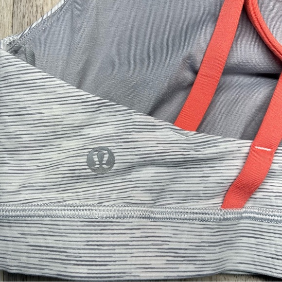 Lululemon Women's Striped Sports Bra - Gray and Coral Size 6 - Picture 3 of 5